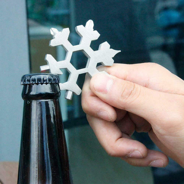 8 in 1 Stainless Multi-tool Snowflake Keychain Wrench Screwdriver Bottle Opener - Lets Party