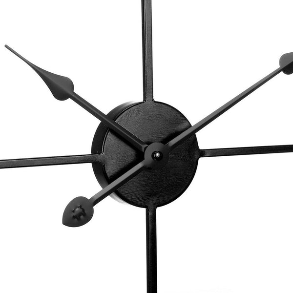 60/80cm Large Wall Clock Roman Numerals Giant Round Face Black Outdoor Garden - Lets Party