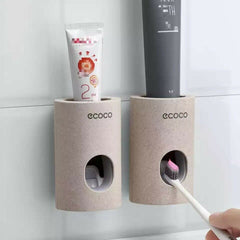 Automatic Bath Wall Mounted Dispenser Toothbrush Stand Toothpaste Holder