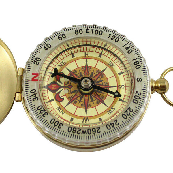 Classic Portable Brass Compass Camping Survival Outdoor Hiking Watch Map - Lets Party