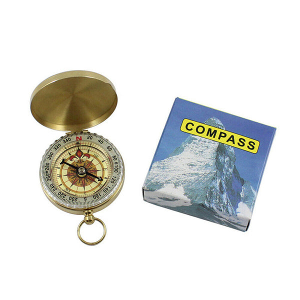 Classic Portable Brass Compass Camping Survival Outdoor Hiking Watch Map - Lets Party
