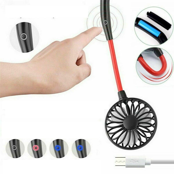 Hanging Neck Fan Travel Portable USB Charging Fan Lazy Creative Sports Fan  - Lets Party
