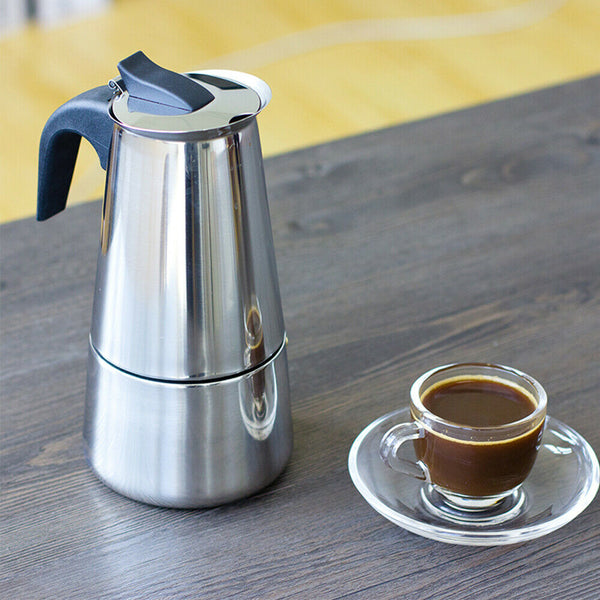Cup Percolator Stove Top Coffee Maker Moka Espresso Latte Stainless Pot - Lets Party