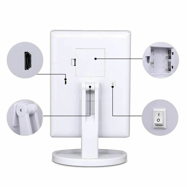 Makeup Mirror With LED Light Standing Mirror Magnifying Tri-Fold Touch NEW - Lets Party