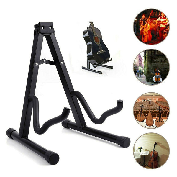 Portable Folding Electric Acoustic Bass Guitar Stand A Frame Floor Rack Holder - Lets Party