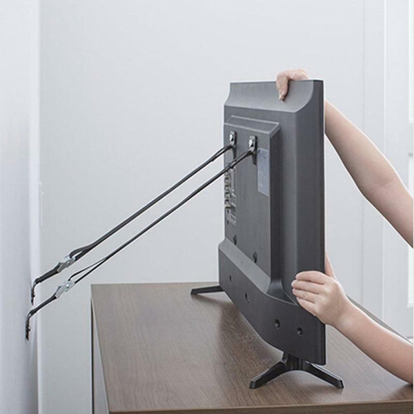 2x Anti Tip Flat Screen TV Saver Straps Safety Wall/Furniture Restraint Anchor - Lets Party