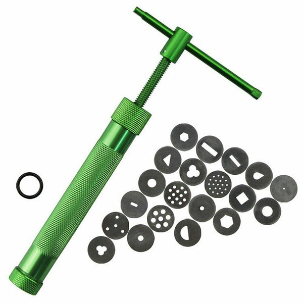 DIY Polymer Clay Gun Extruder Sculpey Sculpting Tool w/ 20 Discs Cake Tool Craft - Lets Party