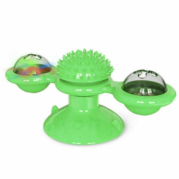 Cat Puzzle Turning Windmill Toy Turntable Teasing Pet Toy Tickle Hair Brush AUS - Lets Party