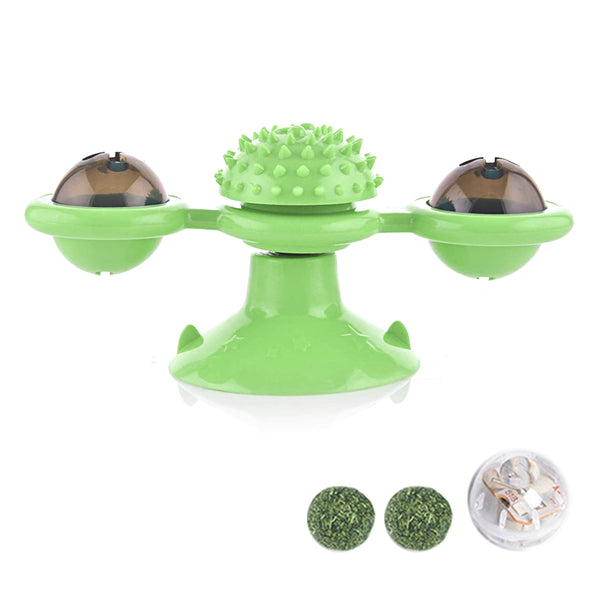 Cat Puzzle Turning Windmill Toy Turntable Teasing Pet Toy Tickle Hair Brush AUS - Lets Party