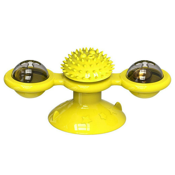 Cat Puzzle Turning Windmill Toy Turntable Teasing Pet Toy Tickle Hair Brush AUS - Lets Party