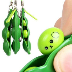 Simulation Squeezy Bean Stress Relief Toy Anti-anxiety Autism Pea Pod Keyring GD