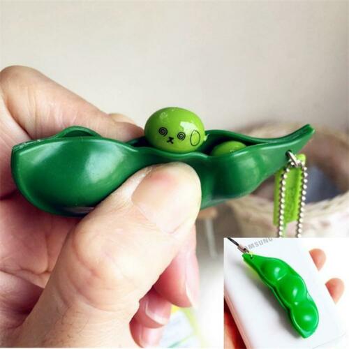 Simulation Squeezy Bean Stress Relief Toy Anti-anxiety Autism Pea Pod Keyring GD - Lets Party