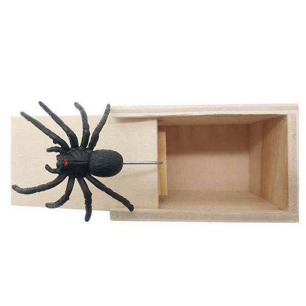 Wooden Prank Spider Scare Box Hidden in Case Trick Play Joke Gag Toys Gifts GD - Lets Party