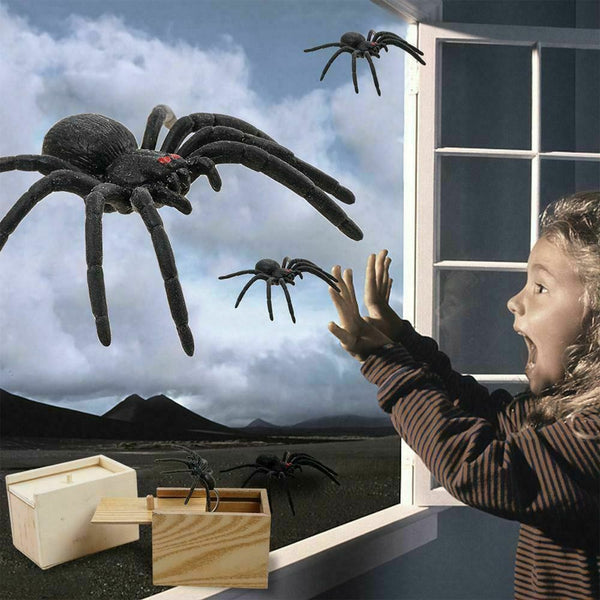 Wooden Prank Spider Scare Box Hidden in Case Trick Play Joke Gag Toys Gifts GD - Lets Party
