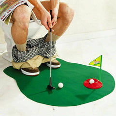 Toilet Bathroom Mini Golf Mat Potty Sitting Putter Putting Game Novelty Gift Toy