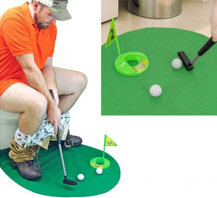 Toilet Bathroom Mini Golf Mat Potty Sitting Putter Putting Game Novelty Gift Toy - Lets Party