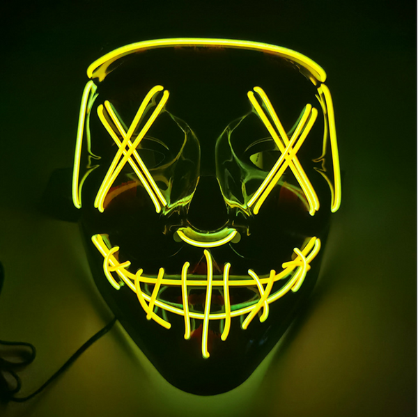 Halloween LED Glow Mask 4 Modes EL Wire Light Up The Purge Movie Costume Party - Lets Party