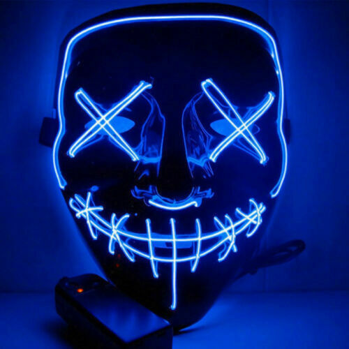 Halloween LED Glow Mask 4 Modes EL Wire Light Up The Purge Movie Costume Party - Lets Party