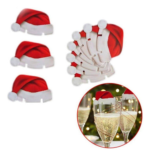 10pcs Champagne Wine Glass Xmas Hats Caps Christmas Holiday Party Decorations AU - Lets Party