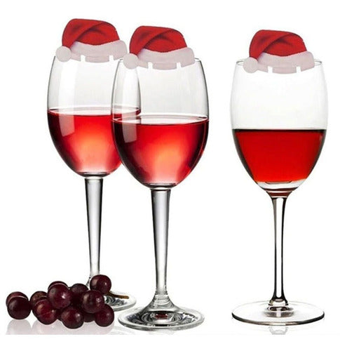 10pcs Champagne Wine Glass Xmas Hats Caps Christmas Holiday Party Decorations AU - Lets Party