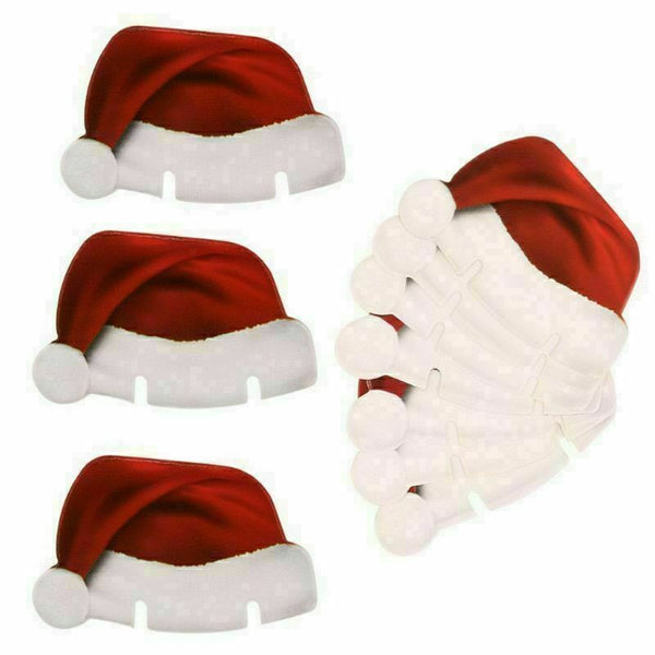10pcs Champagne Wine Glass Xmas Hats Caps Christmas Holiday Party Decorations AU - Lets Party