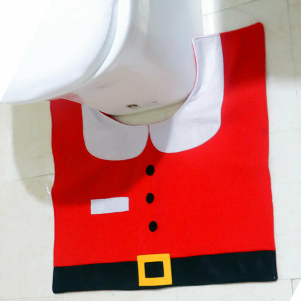 AU Santa Toilet Seat Cover Rug Bathroom Set Decoration Christmas Xmas Home Décor - Lets Party