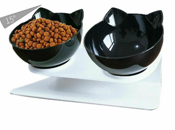 NEW Double Cat Bowl Pet Bowls Stand Dog Elevated Feeder Food Water Raised Lifted - Lets Party