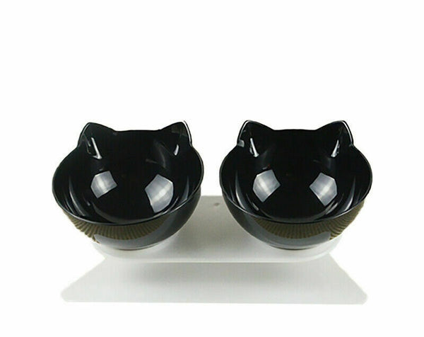 NEW Double Cat Bowl Pet Bowls Stand Dog Elevated Feeder Food Water Raised Lifted - Lets Party