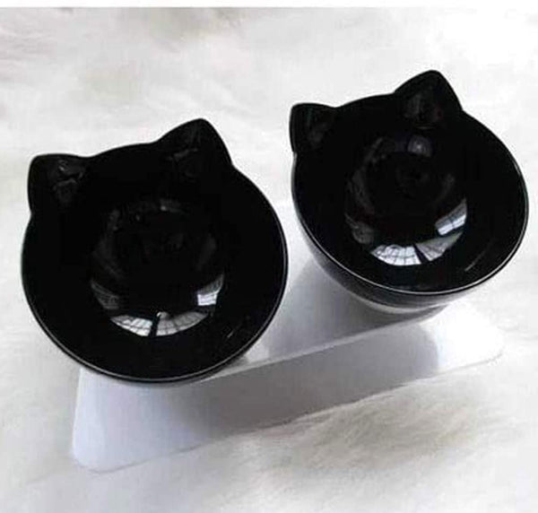 NEW Double Cat Bowl Pet Bowls Stand Dog Elevated Feeder Food Water Raised Lifted - Lets Party