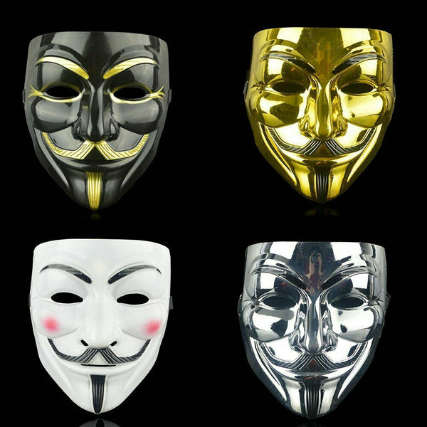 ANONYMOUS HACKER V FOR VENDETTA GUY FAIGES FANCY DRESS HALLOWEEN FACE MASK E& - Lets Party
