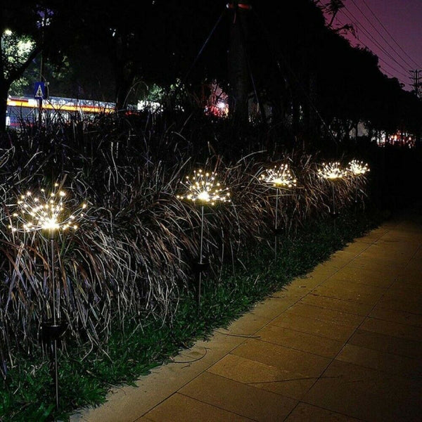 2X Fireworks LED Fairy String Lights Starburst Solar Xmas Garden Night Lamp WH - Lets Party