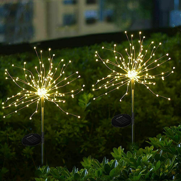 2X Fireworks LED Fairy String Lights Starburst Solar Xmas Garden Night Lamp WH - Lets Party