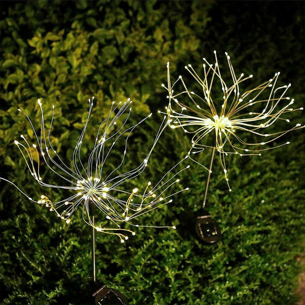 2X Fireworks LED Fairy String Lights Starburst Solar Xmas Garden Night Lamp WH - Lets Party