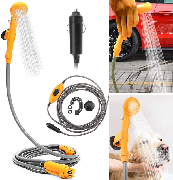12V Portable Automobile Shower Set Water Pump Travel Trip Camp Boat Car Caravan - Lets Party