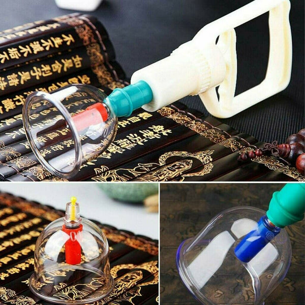 24 Cups Vacuum Cupping Set Massage Kit Acupuncture Suction Massager Pain Relief - Lets Party