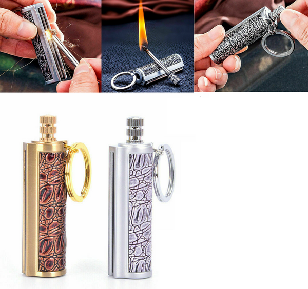 Fire Starter Lighter Waterproof Flint Match Metal Keychain Camping Survival BDA - Lets Party