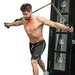 13PCS Yoga Pilates Abs Exercise Fitness Tube Workout Bands Resistance Band Set