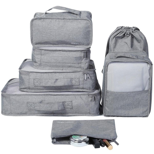 7Pcs Packing Cubes Travel Pouches Luggage Organiser Clothes Suitcase Storage Bag - Lets Party