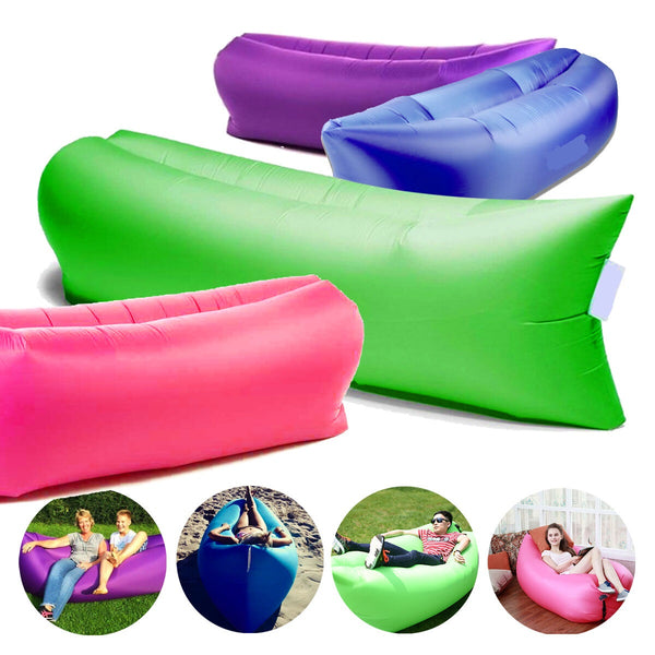 2X Fast Inflatable Lazy Lounge Camping Air Bag Sofa Bed hangout Beach Sleeping - Lets Party