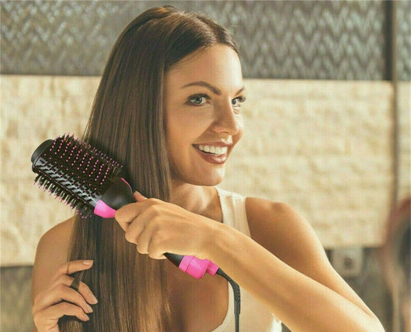4 in 1 Hot Air One Step Hair Dryer Comb Volumizer Pro Brush Straightener Curler - Lets Party