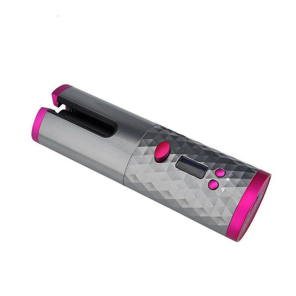 Auto Cordless Rotating Hair Curler Hair Waver Curling Iron Wireless LCD Ceramic - Lets Party