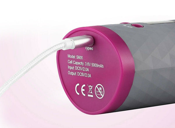 Auto Cordless Rotating Hair Curler Hair Waver Curling Iron Wireless LCD Ceramic - Lets Party