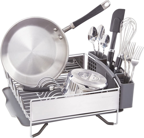 KitchenAid Stainless Steel Compact Dish Drying Rack One Size Grey - Lets Party