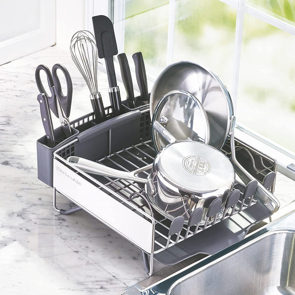 KitchenAid Stainless Steel Compact Dish Drying Rack One Size Grey - Lets Party
