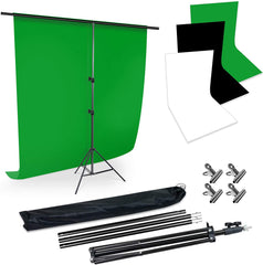 3m Photo Backdrop Stand Kit Studio Black White Background Green Screen+4x Clips