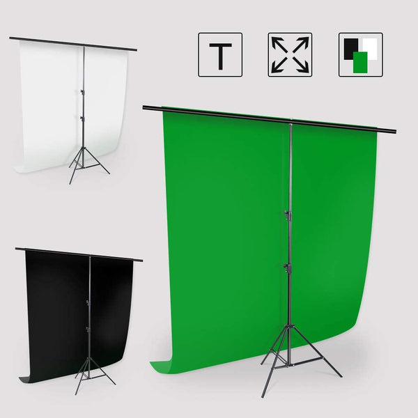3m Photo Backdrop Stand Kit Studio Black White Background Green Screen+4x Clips - Lets Party