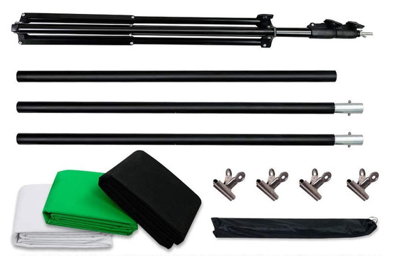 3m Photo Backdrop Stand Kit Studio Black White Background Green Screen+4x Clips - Lets Party
