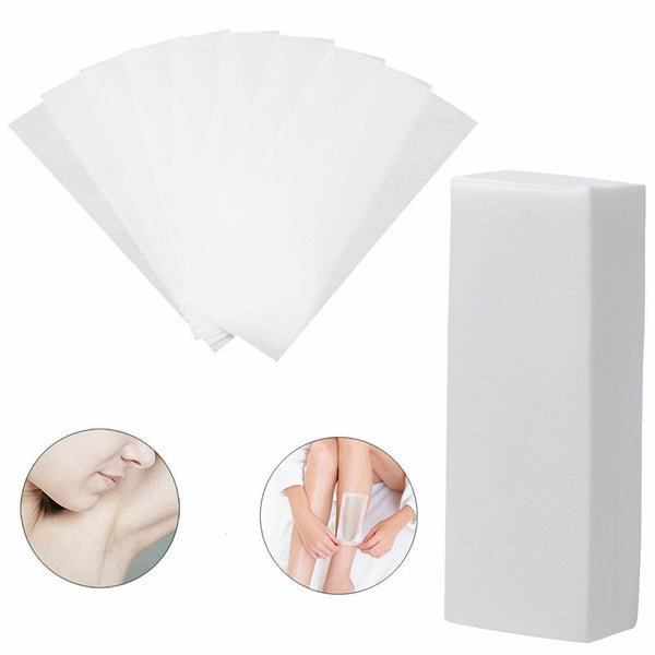 100Pcs Pre-Cut Strips Pack Non Woven Disposable 70gsm Wax Waxing Papers Cut New - Lets Party