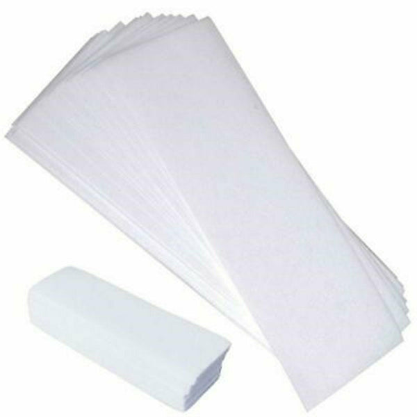 100Pcs Pre-Cut Strips Pack Non Woven Disposable 70gsm Wax Waxing Papers Cut New - Lets Party