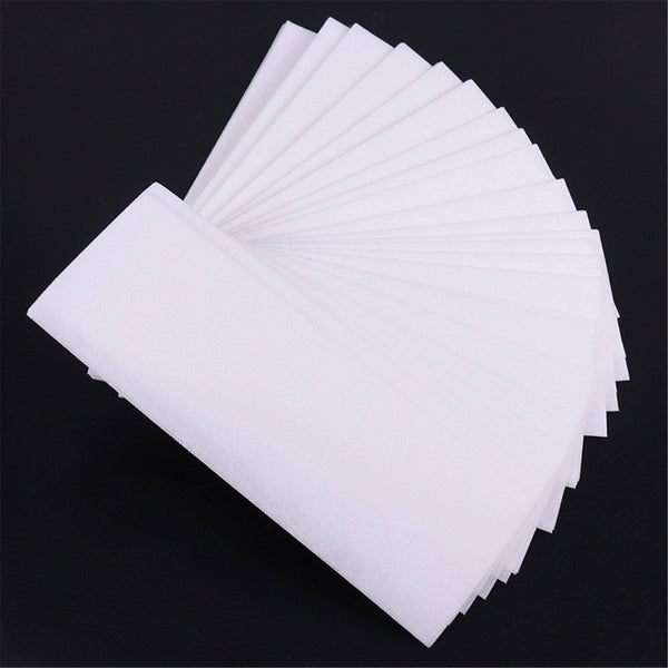 100Pcs Pre-Cut Strips Pack Non Woven Disposable 70gsm Wax Waxing Papers Cut New - Lets Party